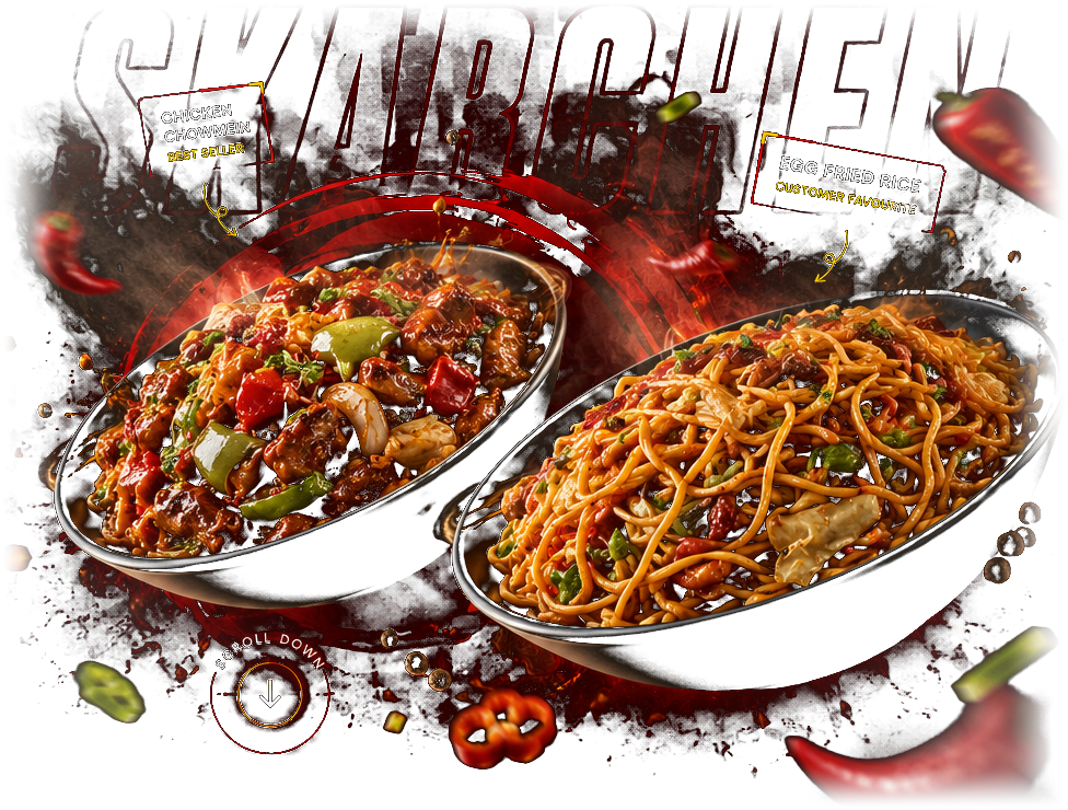 Chicken chowmein and egg fried rice bowls served at Skarchen Food Point